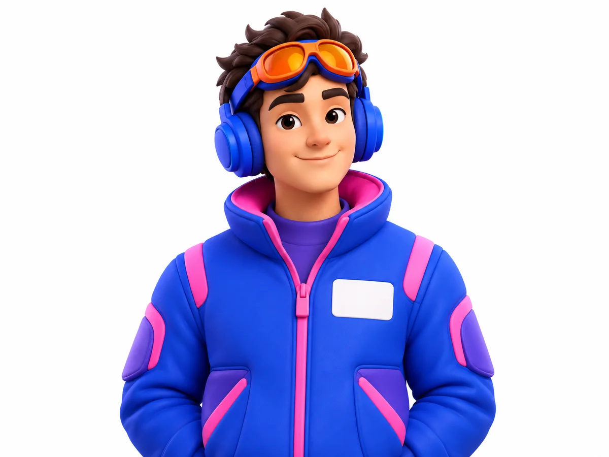 Illustrated software engineer character with headphones